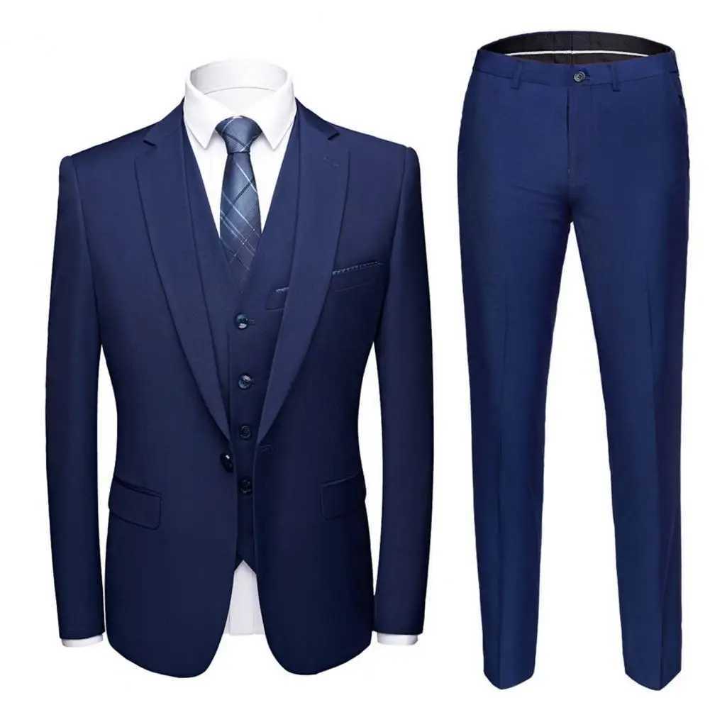 Men Suit Male Blazer Vest Pants Set Temperament Single Breasted Buttons Suit Top Pants Wedding Banquet Prom Formal Groom Suit M250303