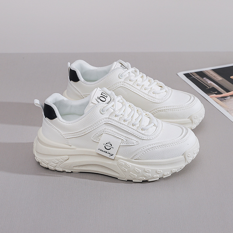 White Shoes With Thick Sole Designer s New Leather Soft Sole For Training And Running In 2025 Thick Sole For Increasing Height Casual Women s Running 