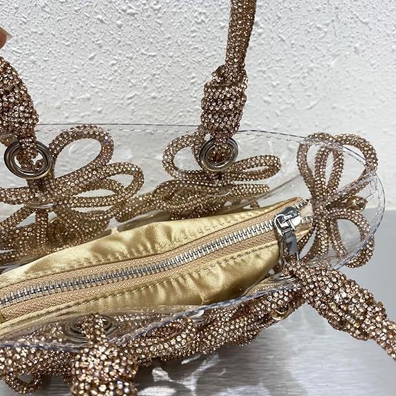 Designer 2024 Women's Bag With Diamond Studded French Fairy Bag, Super Sparkling Rhinestone Handmade Flower Bucket Handbag