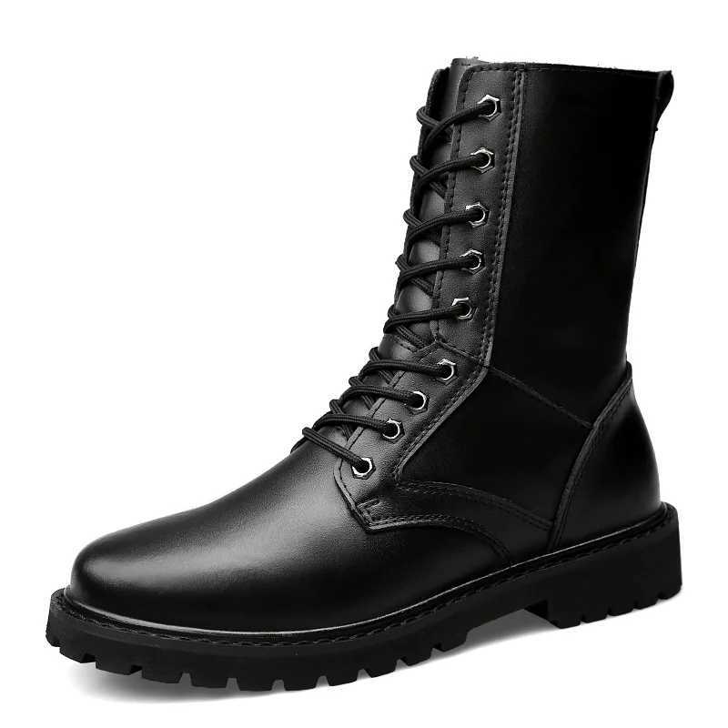 Luxury Winter Lace Up Outdoor Long Boots Motorcycle Boots Winter Warmth Designer High Leather Shoes Fashion Casual Black Boots Z250303