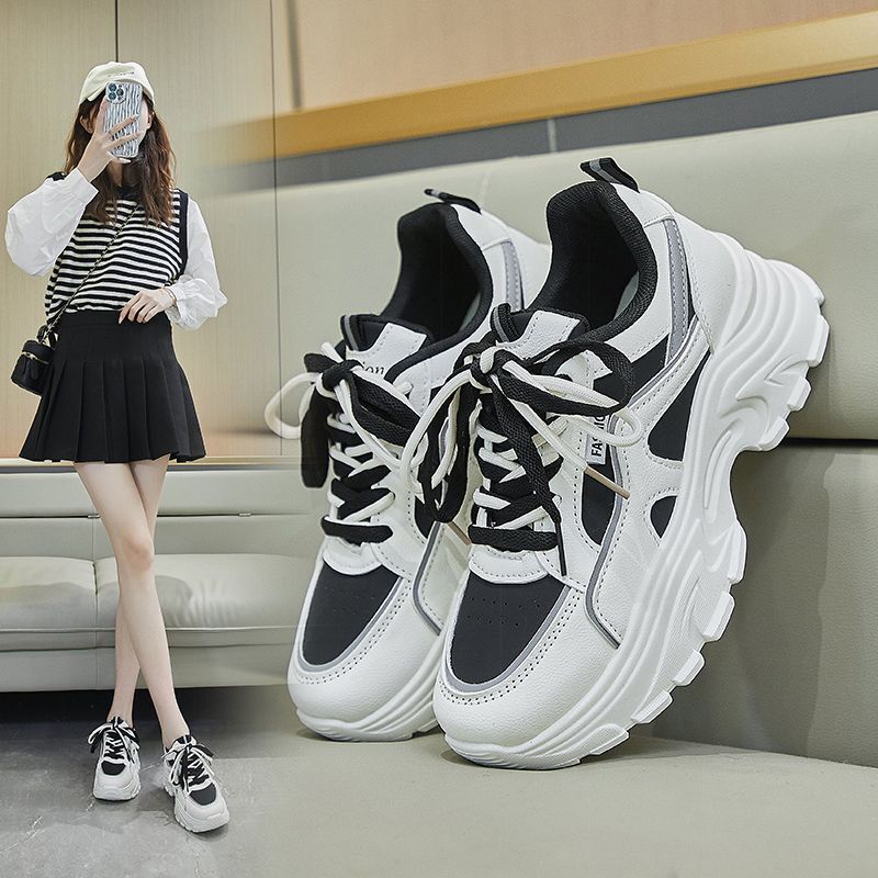 Spring designer's new lightweight casual white shoes height increasing thick soled women's shoes leather breathable fashion multifunctional 