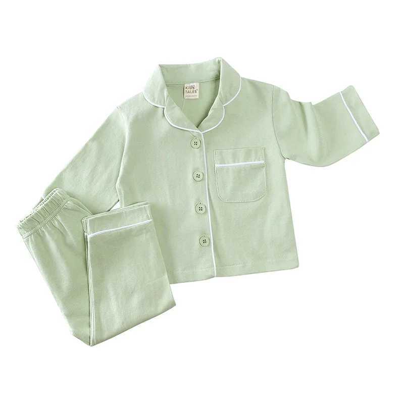 Toddler Baby Girls Boys Cotton Pajama Set Long Sleeve Kids 2Pieces Sleepwear Button-Down Nightwear Children Daily LoungewearT250303