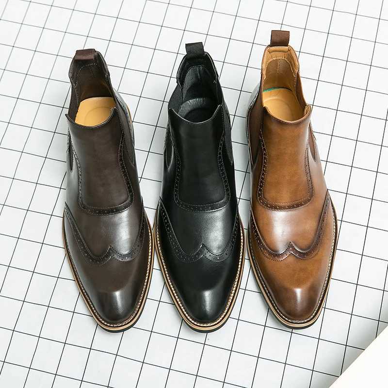 38-45 Boots Men PU Splicing Business Office Fashion Brand Chelsea Boots European and American Luxury Social Boots Men Boots Z250303