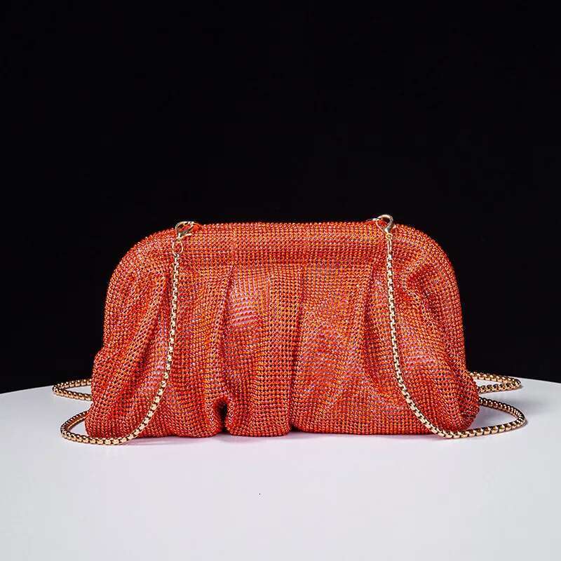 Women's Bags Shiny Rhie Evening Clutch Bags Women New Folds Crystal Clip Purses and Handbags Designer Wedding Party Quality