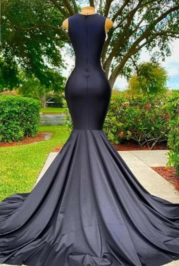 Plus Size Prom Dresses Black Women O Neck Long Sleeve Rhie Sequin Lace Birthday Gown Formal Evening Wear or-Length