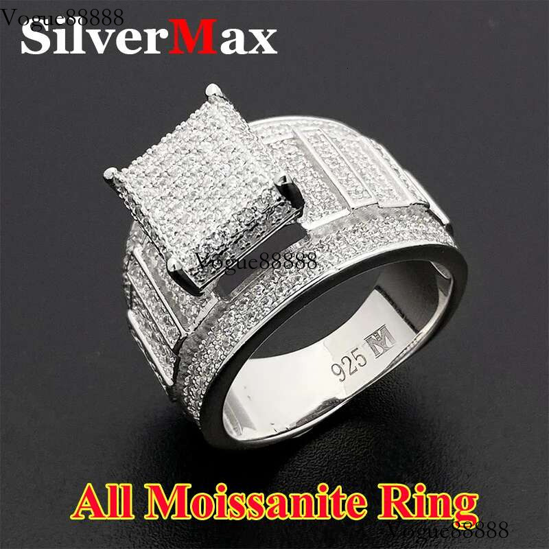 SierMax Hip Hop Full Moissanite Dia for Best Gift s Sterg Sier Jewelry Rings For Men Free Shipping