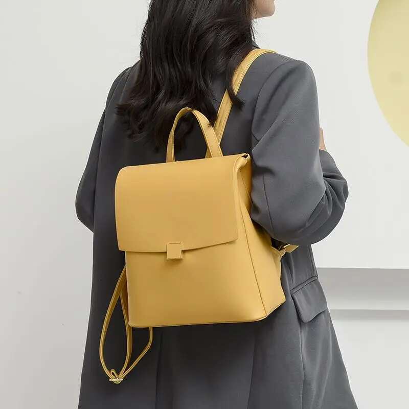 Women's Bags Design Quality Leather Women's Backpack Winter New Solid Color Ladies Anti Theft Travel Bagpack Student School Bag