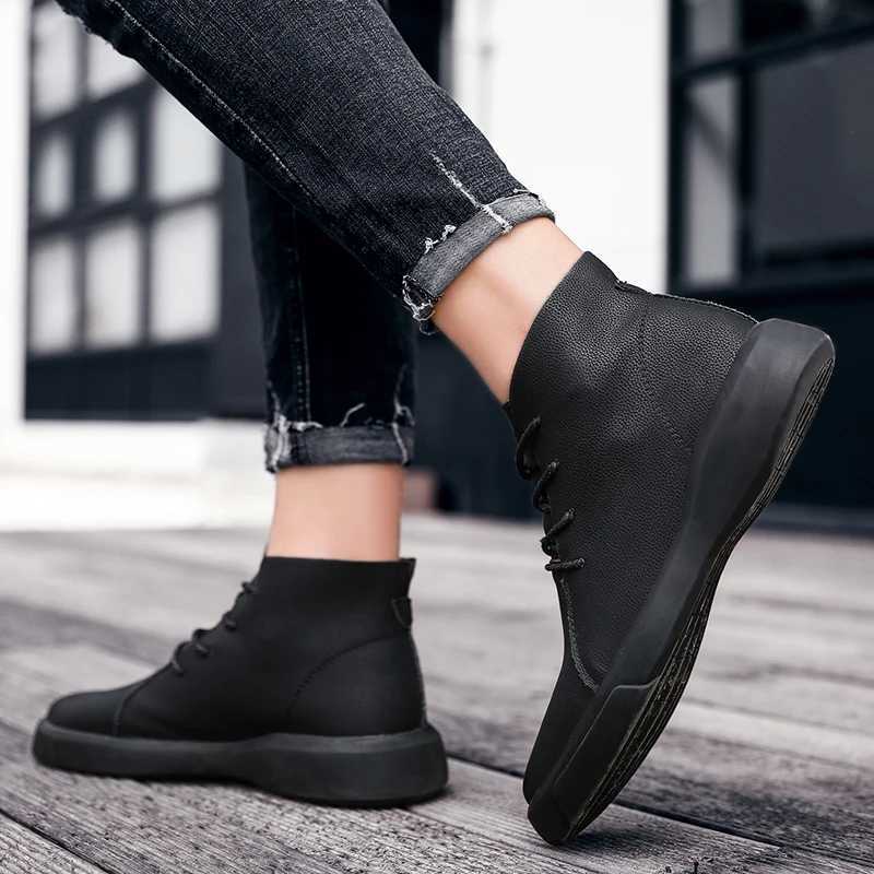 Winter Mens Luxury Brand Ankle Boot Outdoor Soft Sold Hiking Shoes Desert Boots Plush Lace Up Leather Fashionable Denim Boots Z250303