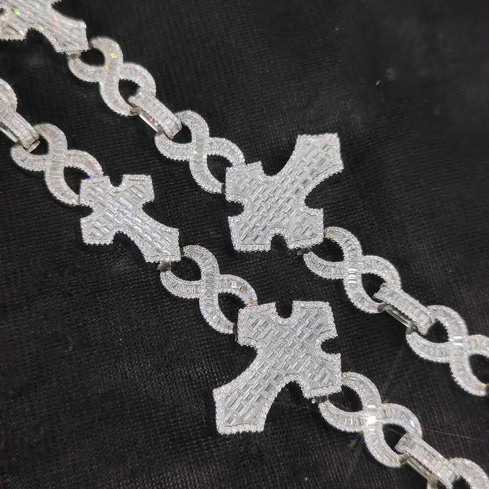 ESKEEM Big Cross Infinite Cuban Necklace Full Iced Out CZ k Chain Cubic Zircon Fashion urious Choker HipHop Jewelry