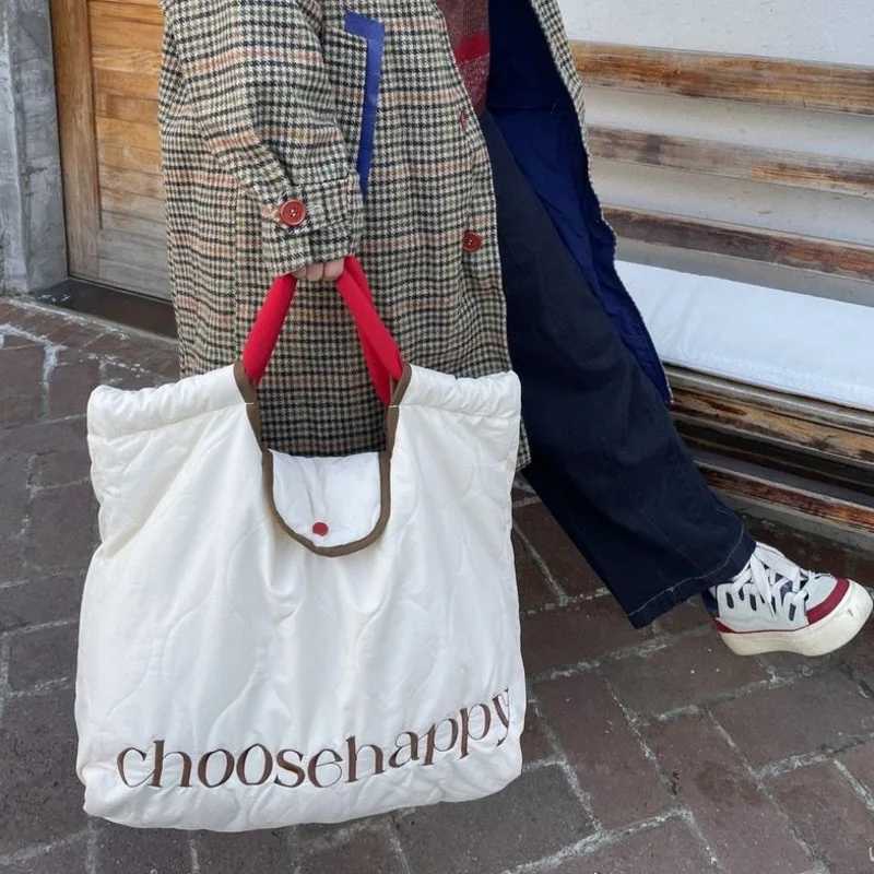 New Arrival Korean Style Designer Women Tote Bag Embriodery Letter Large Tote Handbags Color Matching Student Nylon Shoulder Bag T250303