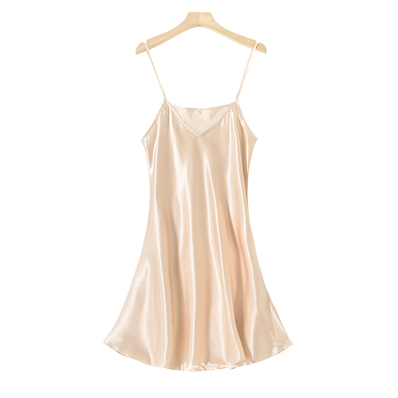 B741-New style pajamas for women in summer thin suspenders imitation silk nightdress sexy ice silk vest ladies bottoming skirt outer wear