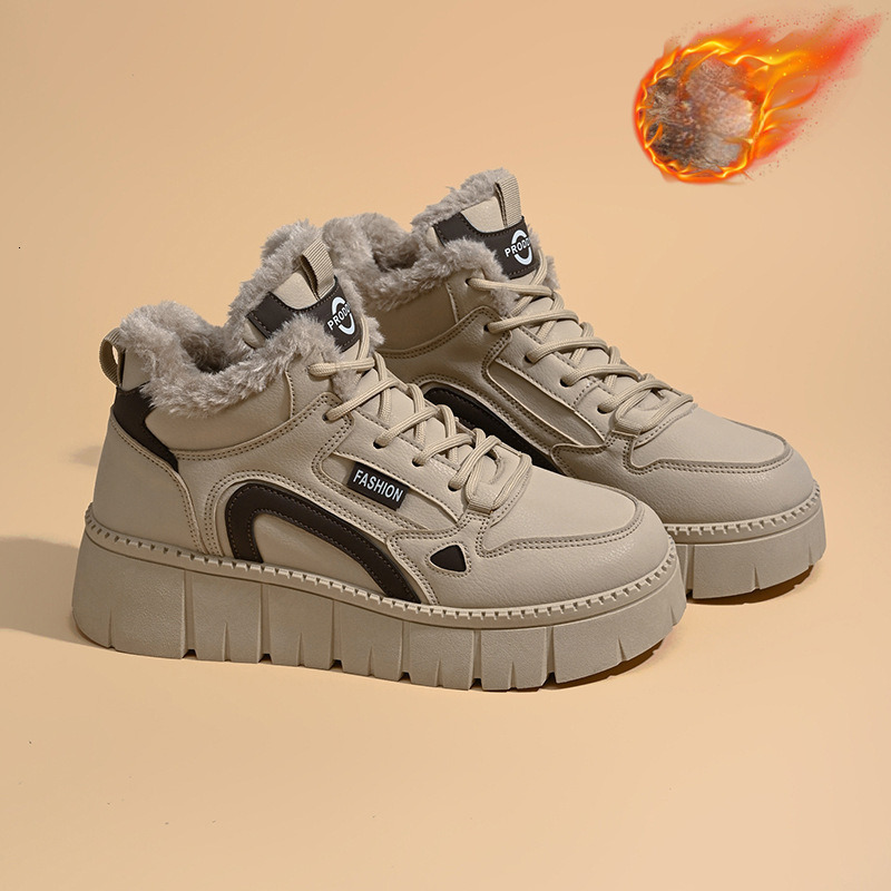 2025 Winter Velvet High Top White Designer s New Thick Bottom Height Increase Anti Slip Sports Board Casual Outdoor Women s Cotton Shoes Short Boots