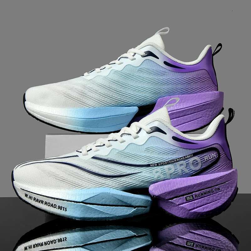 Carbon Plate Men Sports Marathon Air Cushion Running Shoes Breathable Lightweight Women Massage Athletic Nonskid Sneakers
