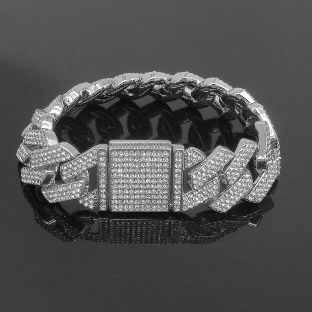 20MM Prong k Necklace HipHop Men Women Iced Out 3 Row Rhie Paved Miami Rhombus Cuban Chain Jewelry