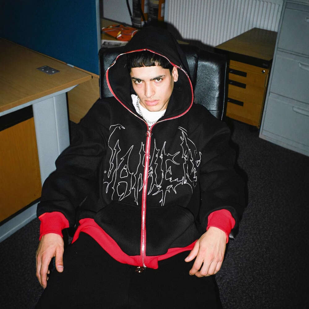 New street style thorny pattern hot stamping print trendy brand cardigan jacket with loose zipper autumn hoodie