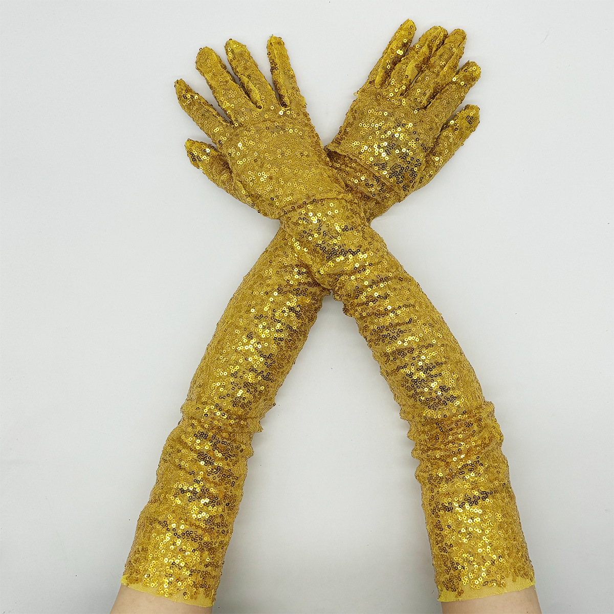 2025 Sequined Full Fiinger Bridal Gloves Above Elbow Length Prom Evening Party Gloves Elegant Sparkly Wedding Accessories