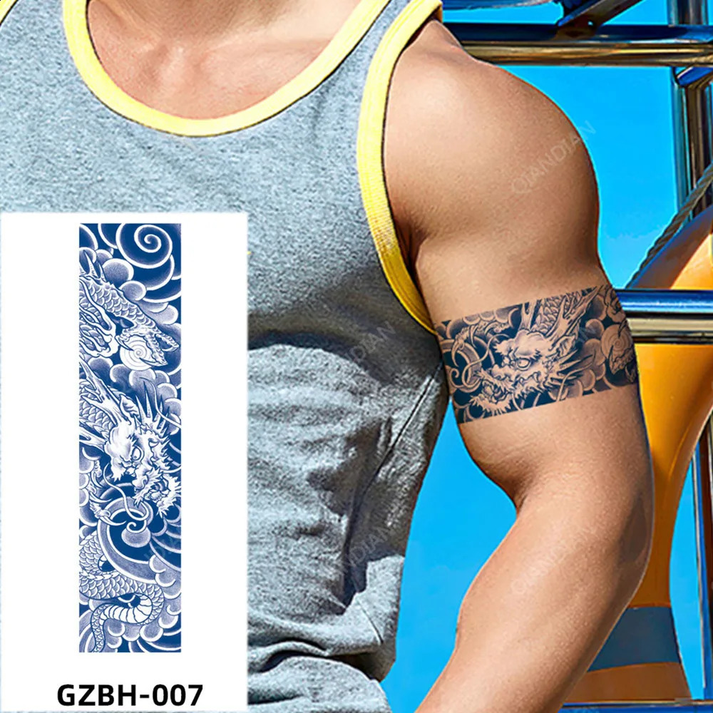 SemiPermanent Juice Temporary Tattoo Waterproof Man Armband Sticker 15 Days Long Lasting Wave Dragon Flower 250219