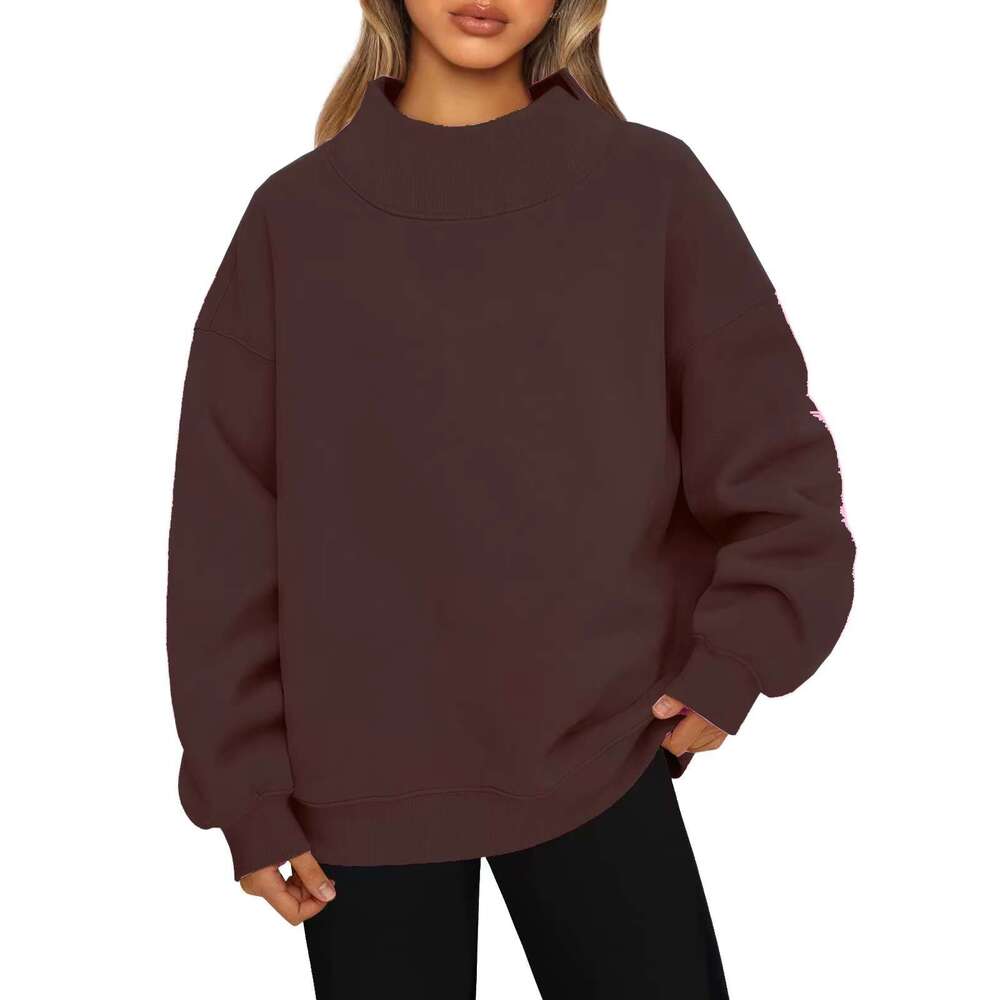 European American Women's Casual Hoodie Long Sleeved High Neck Pullover Sweatshirt With Quick Dry & Lightweight Feature Top