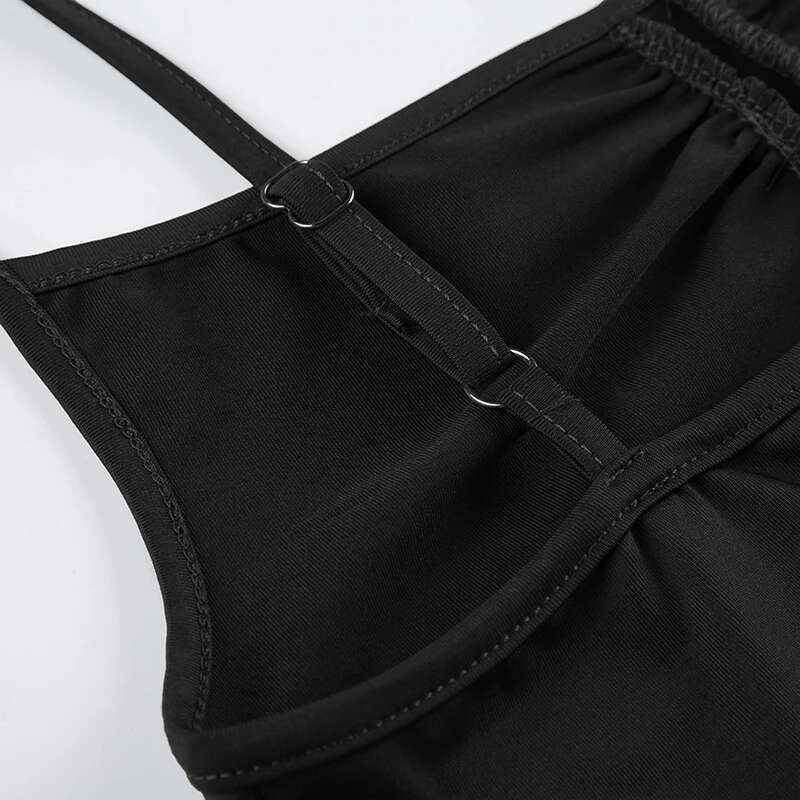 Women's Wear Sweetown Sleeveless Shirring Skinny Sexy Spaghetti Strap Bodysuit For Women Black Solid Simple Basic Vacation Camisole