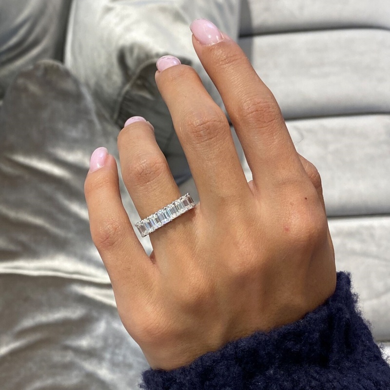 Wedding Rings 18K White Real Gold 5*3.5MM Emerald Cut Full Prong Set Stackable Ring For Women Lab Grown Diamond VCD Women Gold Engagemet Ring w250320