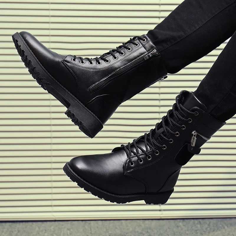 2023 Mens Platform Boots Thick Bottom Lace Mens Boots Autumn Spring Womens Couple Boots Z250303