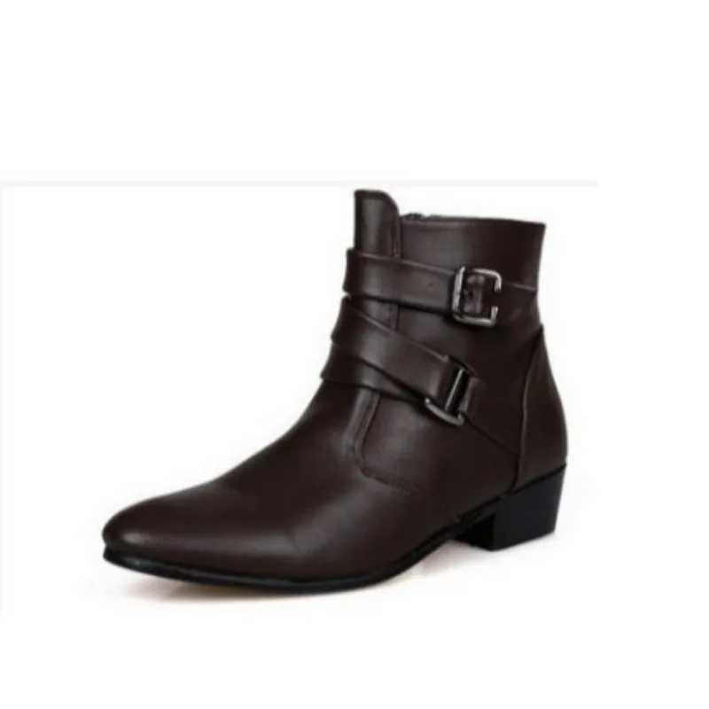British Men Leather Boots Autumn Winter Comfortable Short Boot Outdoor Trend Motorcycle Shoes Luxury Brand Men Casual Ankle Boot Z250303