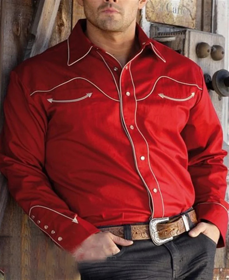 Western Tribal Shirt Denim Mens Casual Outdoor Party HD Pattern Button Soft Comfortable Lapel Long Sleeve TShirt 250226