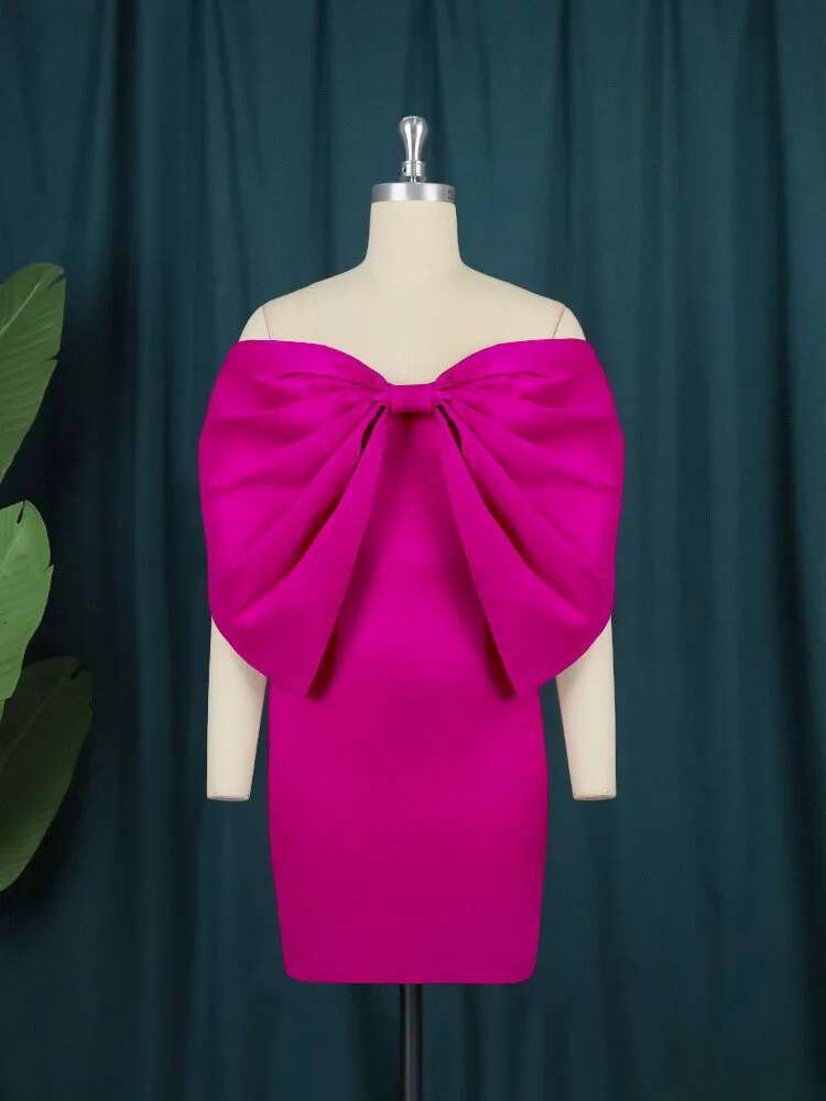 DEAT Fashion New Women's Bows Sleeveless Evening Party Dress 2024 Spring Trendy Off-Shoulder Wrap Hip Dresses Female 33A1076
