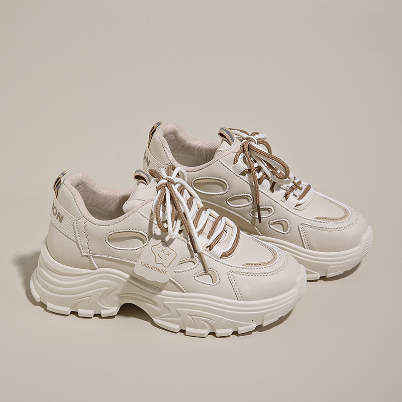 2025 Autumn Designer s New Breathable White Women s Versatile Thick Soled Height Increasing Multi Functional Sports And Leisure Running Shoes