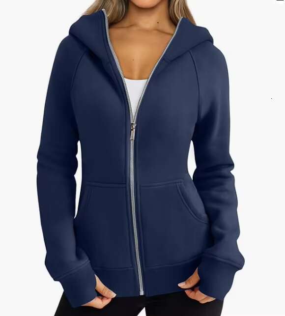 Casual Zip-Up Hoodie With Long Sleeves Anti-Wrinkle And Ed Women's Jacket