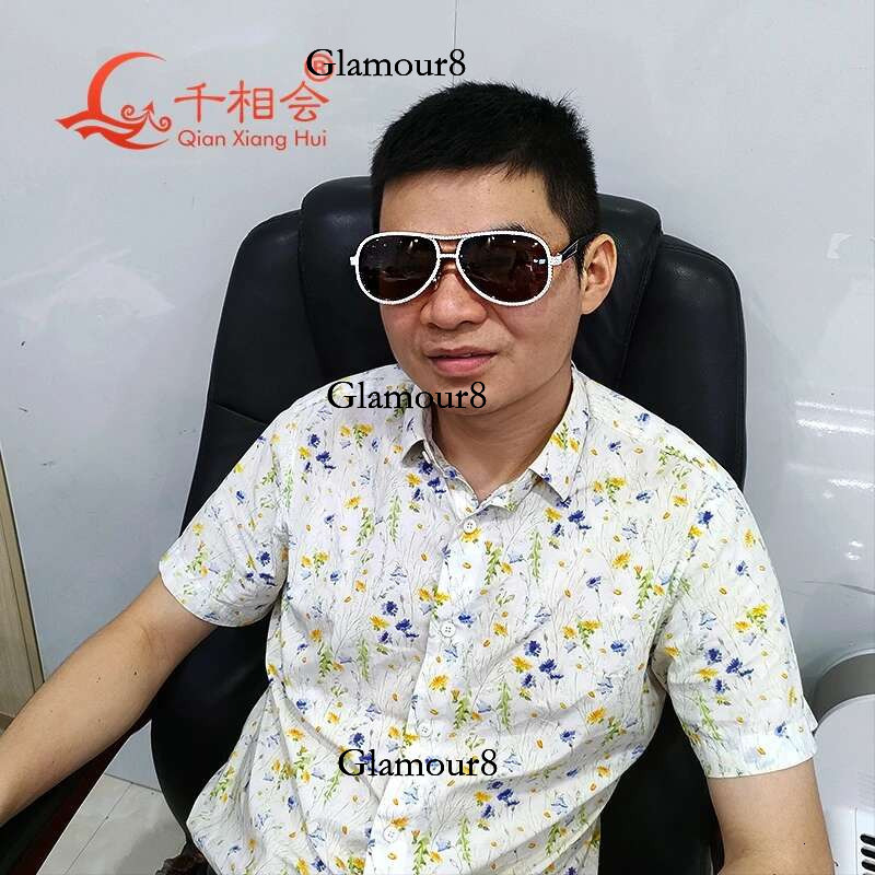 full white moissanite sier Fashion Sunglasses Woman men Vintage Designer brown Sun Glasses Big Frame Cool Sexy Female
