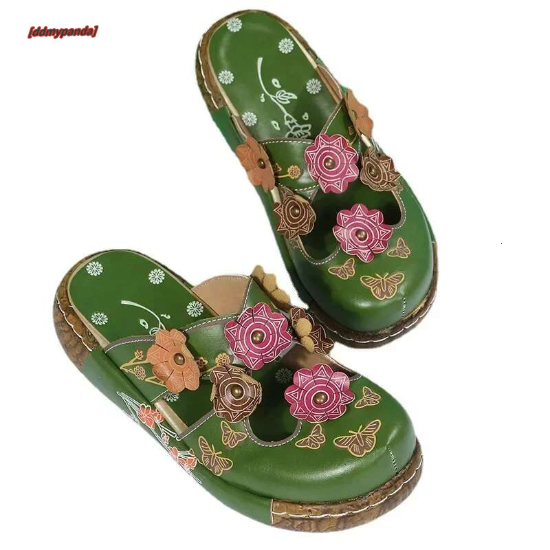 Women's Wedge Mule Shoes, wer Decor Cut-out ral Print Slide Sandals, Tribal Style Slip On Shoes Koningsdag/King's Day #ddmypanda