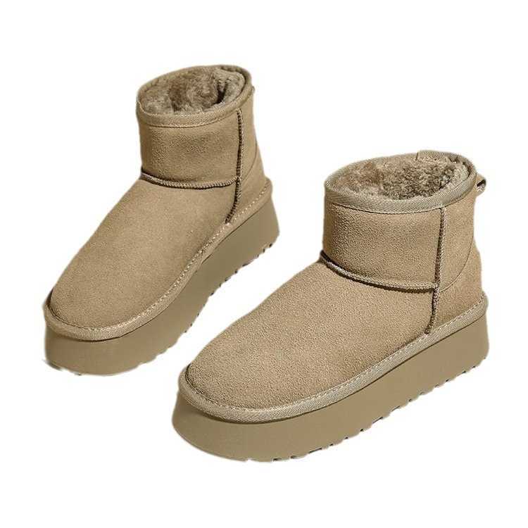 Snow for women thick soled outer shoes winter new styles fur round toe sponge sole with plush short boots 250309