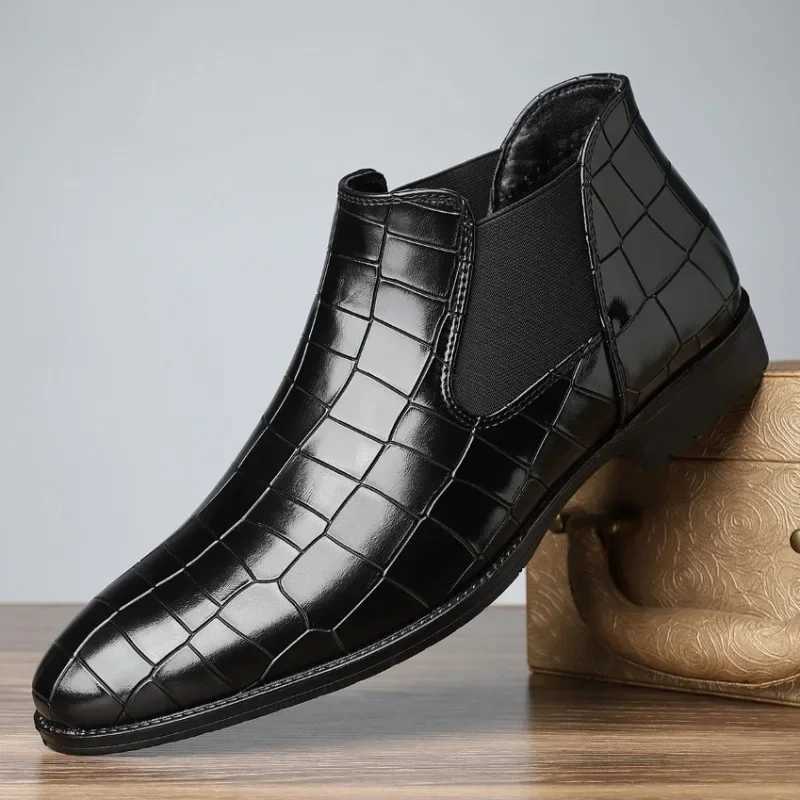 Mens Chelsea Boots Luxury Pointed-toe Ankle Boots Men Trendy High Quality Leather Shoes Business Dress Boots Big Size Men Shoes Z250303