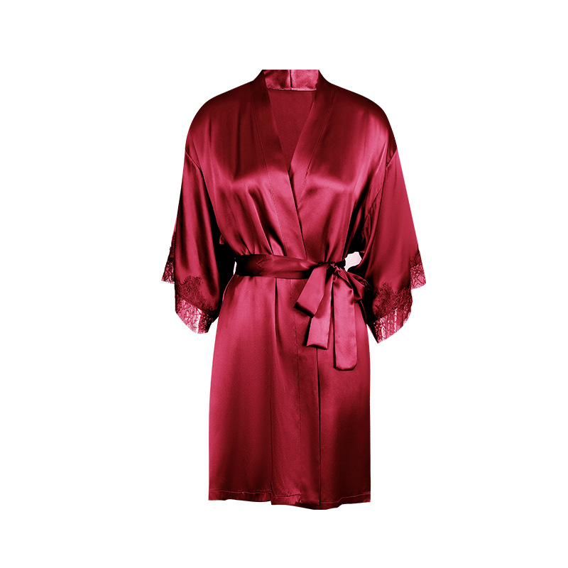 B742-Spring and summer new silk nightgown for women high-end 100% mulberry silk sexy bathrobe high-end home clothes morning gown