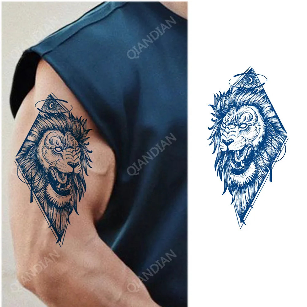 Semi Permanent Juice Tattoo Long Lasting Waterproof Temporary Sticker Wolf Dragon Eagle Tiger Gem Body Arm Art Man Totem 250219