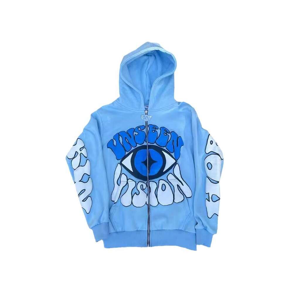 new street hip-hop foam letter printed cardigan zipper youth casual hoodie trend