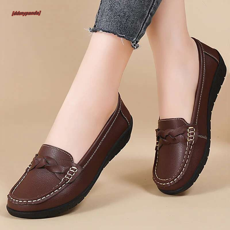 Soft Leather Women's Loafer 2025 New Flats Slip On Casual Flat Shoes Women White Footwear atos De Mujer #ddmypanda