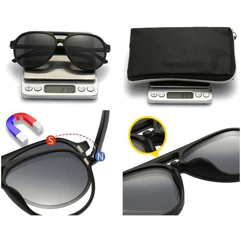 Polygon Magnet Clip Mya Sunglasses 6 in 1 Men Women Glasses Frame Double Beam Custom Prescription Eyewear