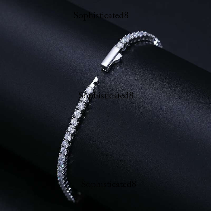2mm 6/7/8/9 inch D VVS Moissanite Chain Tennis Bracelets For Women Girls Friend Jewelry Sterg Sier Passed Dia Test