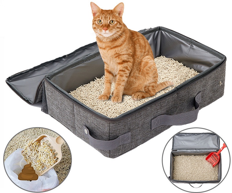 Foldable travel litter box Oxford Cloth Go out portable Pet bag Inside Mobile cat toilet