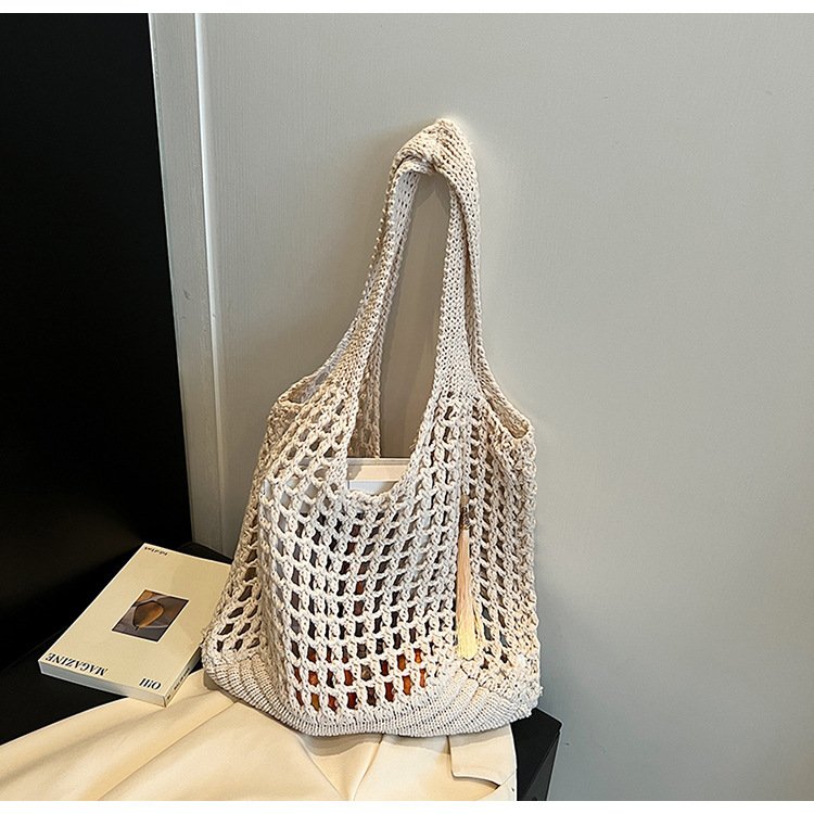 Summer Large Capacity Hollow for Women 2025 New Knitted Beach Vacation Commuter Shoulder Bag #swissmilitary