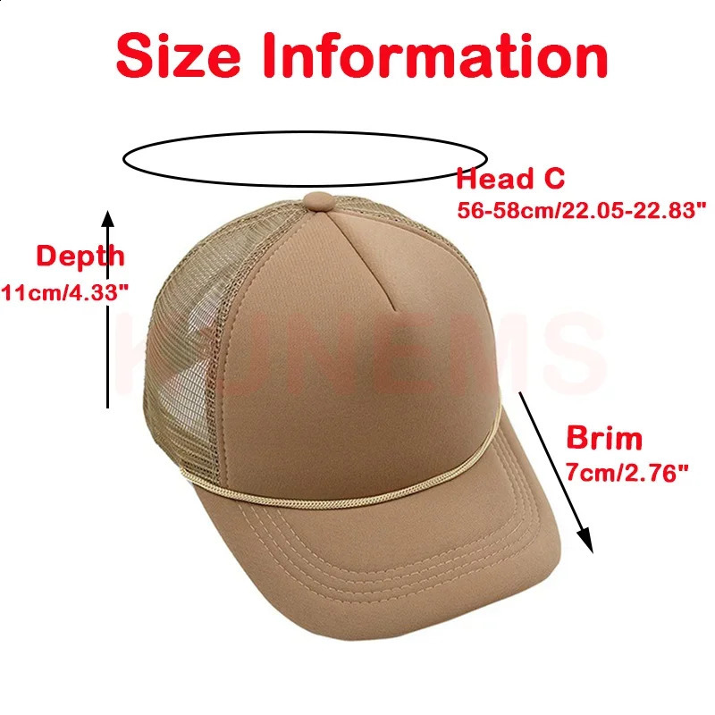 KUNEMS custom baseball cap unisex DIY blank rope truck cap summer beach cap 3D printed embroidered baseball cap 250228