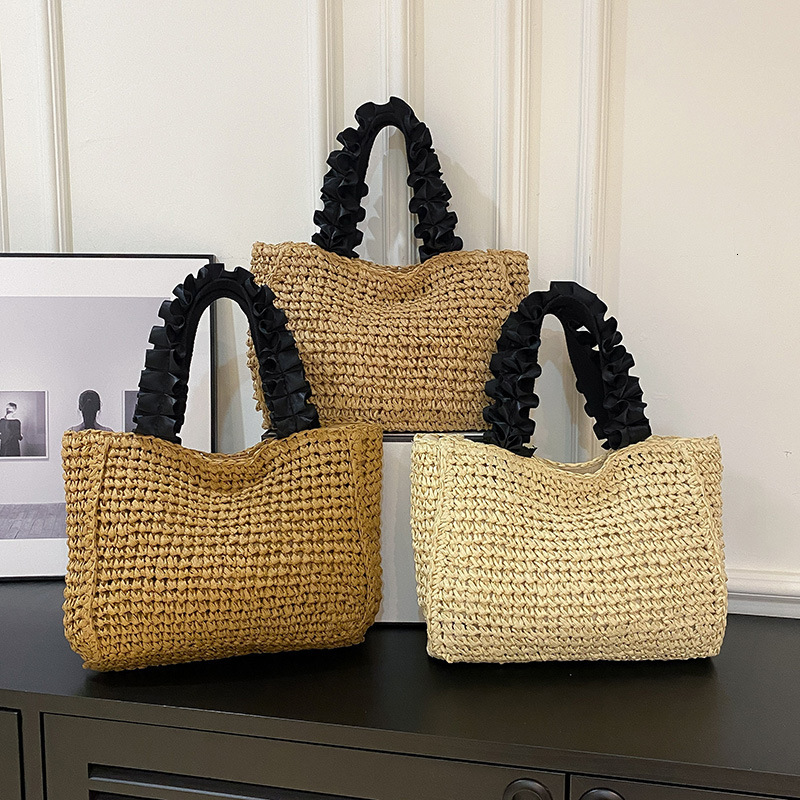 2025 Summer Straw Handbag Ins Wind Seaside Resort Handmade Woven Fashion Handheld Single Shoulder Underarm Bag #swissmilitary