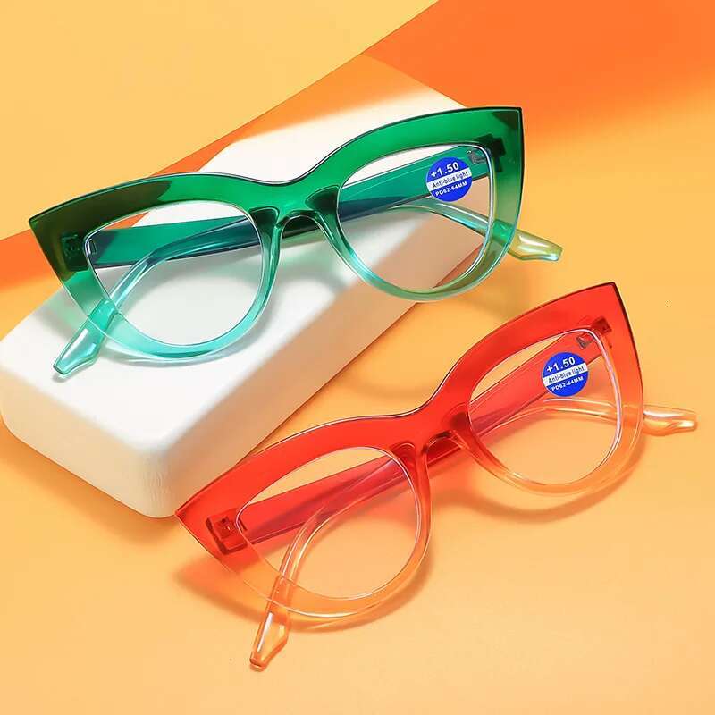 New Cat Eye Reading Women Pink Anti Blue Light Eyeglasses Presbya Glasses Hypera Optical Lenses For Read +1.0 +1.5