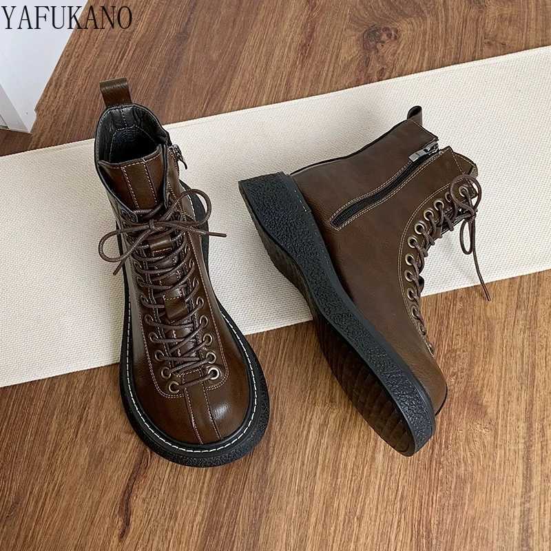 Sweet Cool British Style Short Boots Women Heightened Thick Sole Big Head Boots Vintage Casual Lace-up Mori Girl Winter Boots Z250303