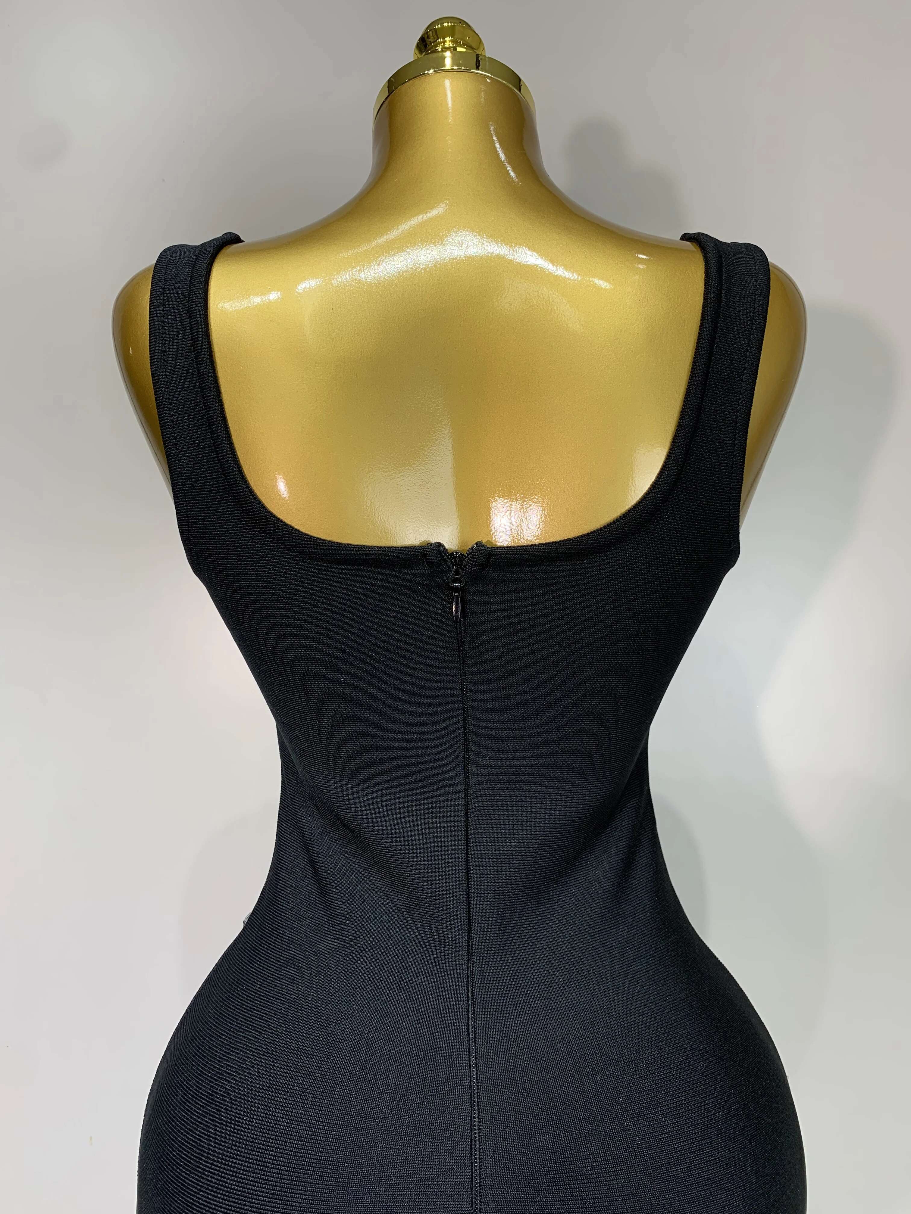 Newest 2025 Fashion Designer Women's Rhie Beaded Elastic Bodycon Bandage Maxi Long Dress Elegant Birthday Outfit