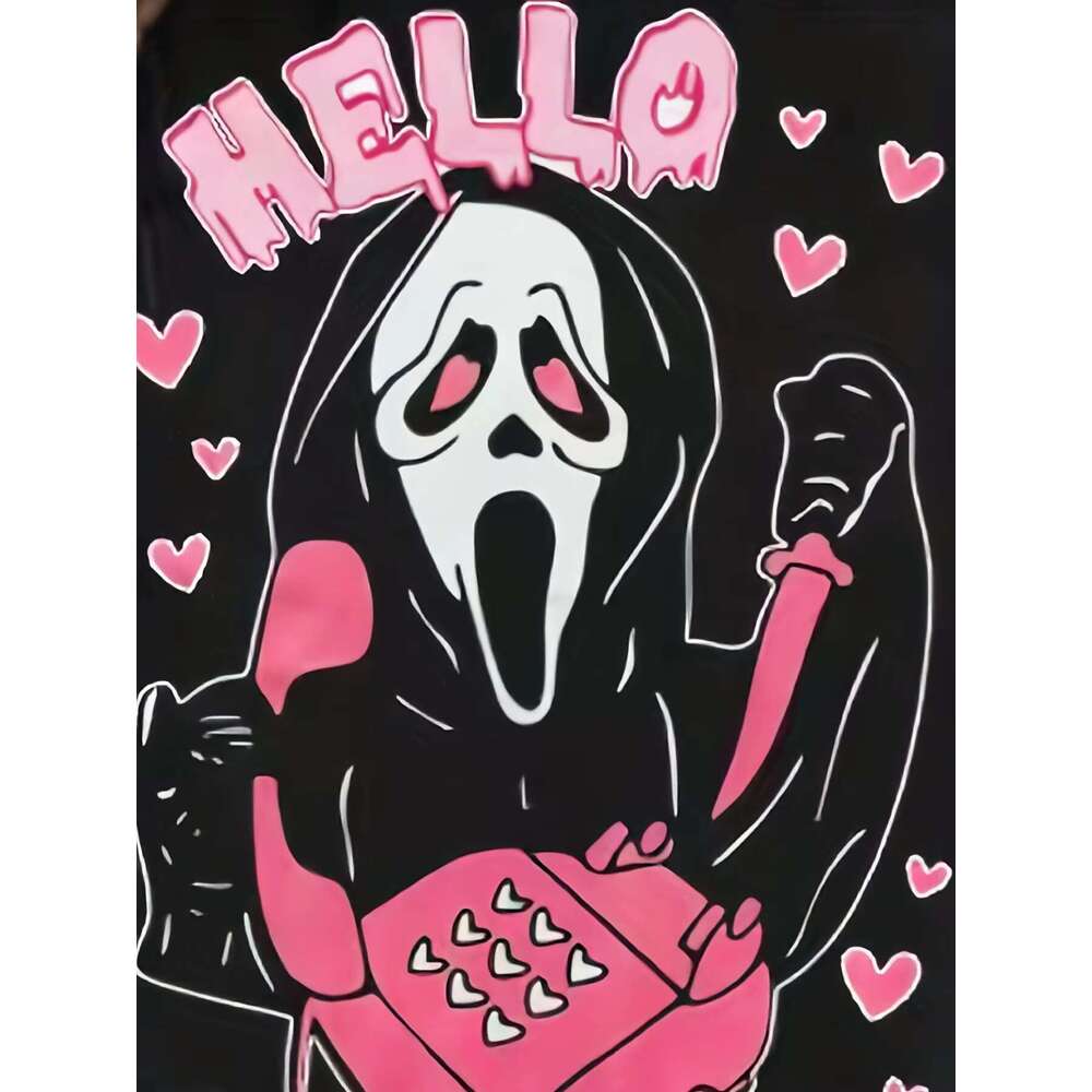 Halloween Element Round Neck Autumn And Winter New Cartoon Printed Raglan Sleeve Women's Sweatshirt