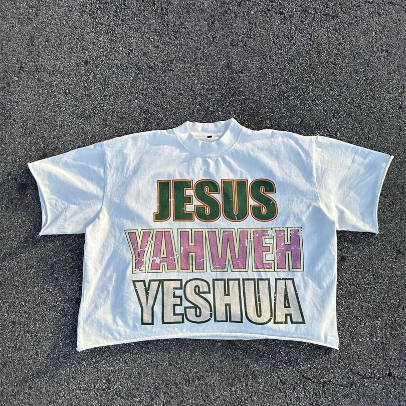 Street wear Y2K Harajuku hiphop letter graphic printing short sleeved Gothic cotton oversized Tshirt mens and womens clothing 250228