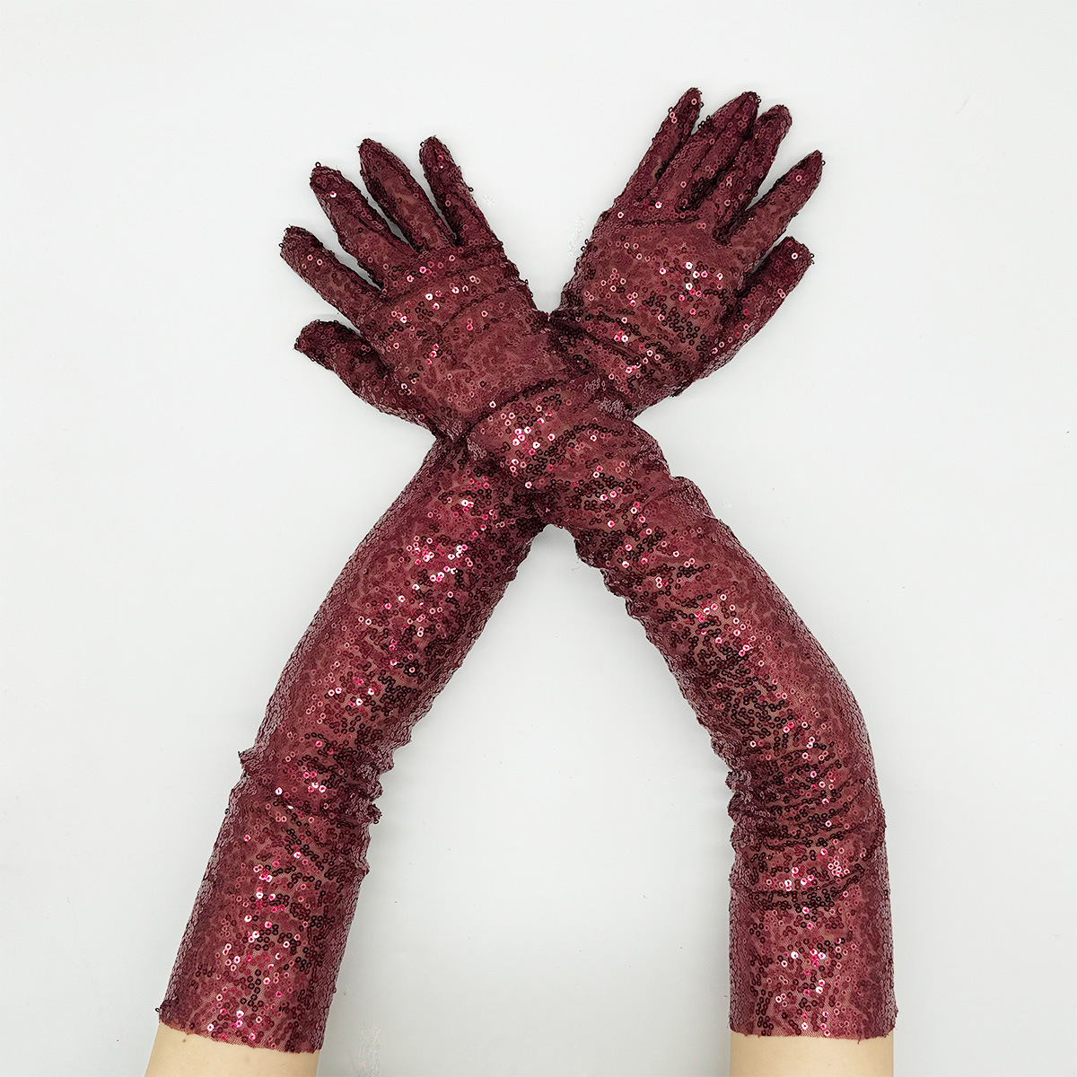 2025 Sequined Full Fiinger Bridal Gloves Above Elbow Length Prom Evening Party Gloves Elegant Sparkly Wedding Accessories